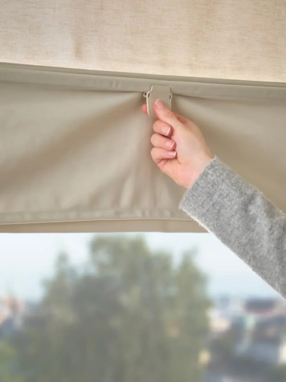IKEA RINGBLOMMA Roman blind curtain, beige, 27x63